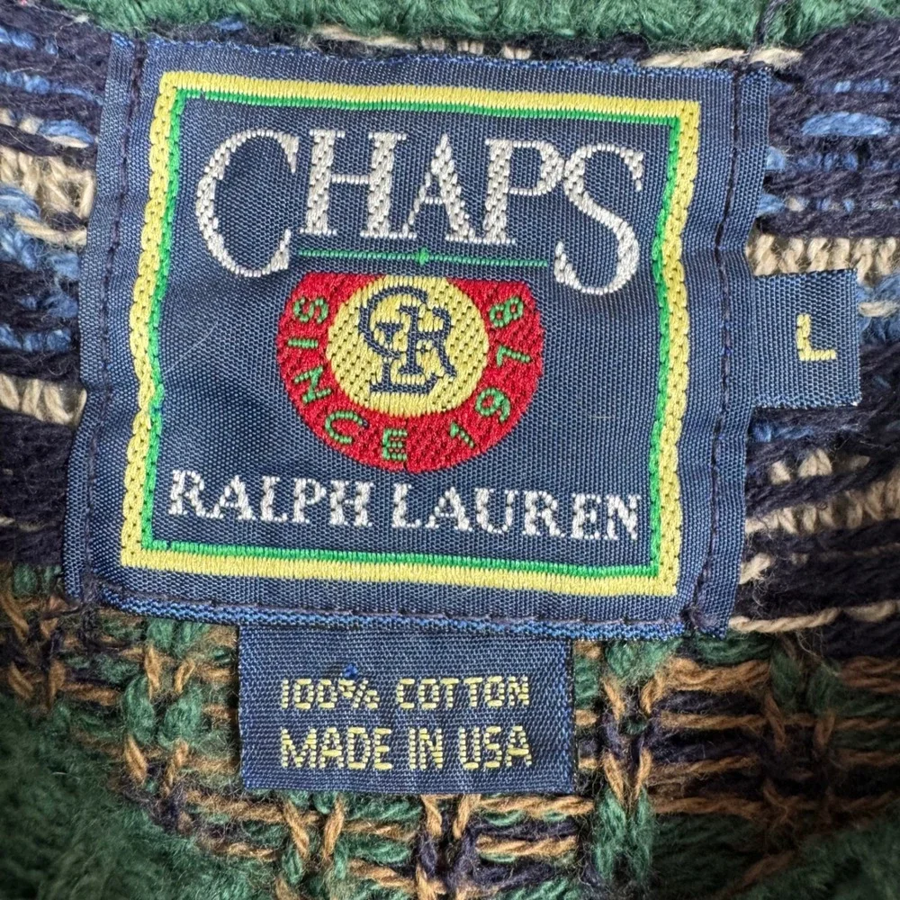 Chaps Ralph Lauren Knit Sweater Mens Large Vintage 90s Y2K Fisherman Made in USA